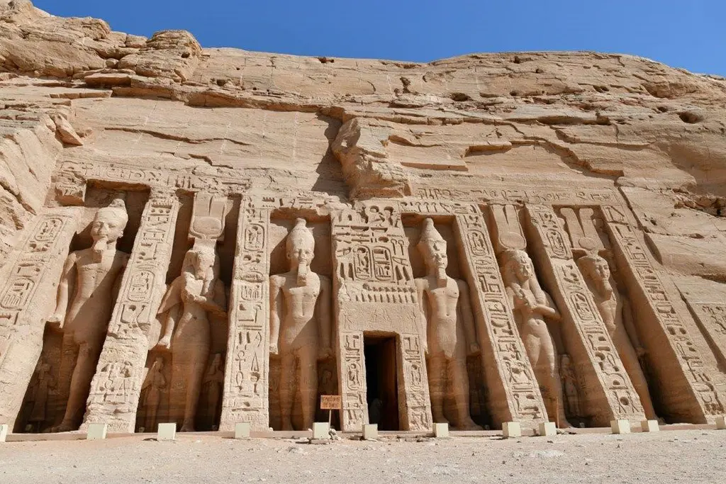 Abu Simbel temples overlooking Lake Nasser in southern Egypt