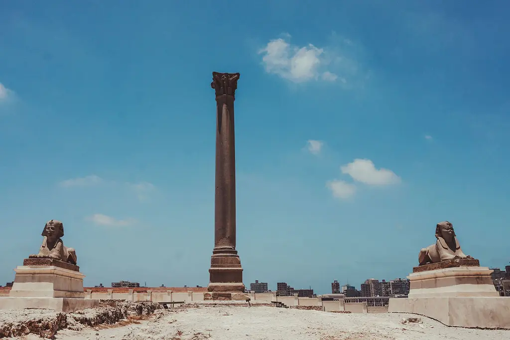 Pompey’s Pillar in Alexandria during a private day tour from Cairo