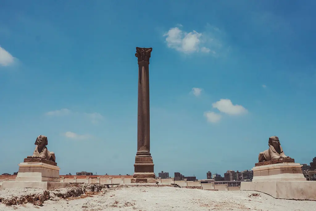 Pompey’s Pillar in Alexandria visited during a Cairo and Alexandria tour from Hurghada