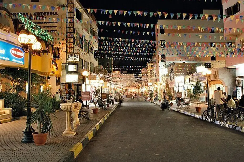 Traditional local bazaar street visited during a Hurghada city tour