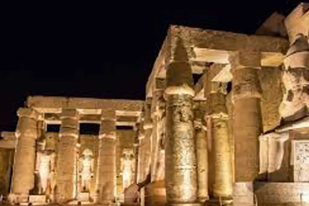 Karnak Hypostyle Hall lit during an evening sound and light performance