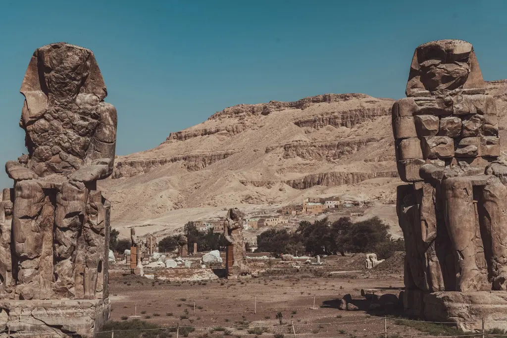 Colossi of Memnon stop on a Luxor day tour from Sharm