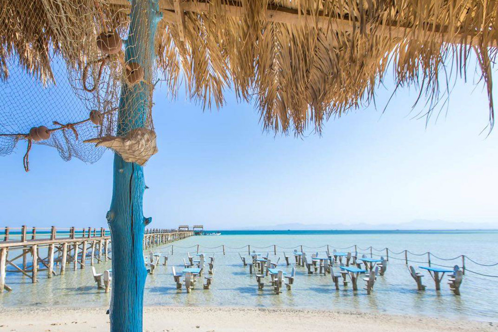 Panoramic island view during an Orange Bay snorkeling trip from Hurghada