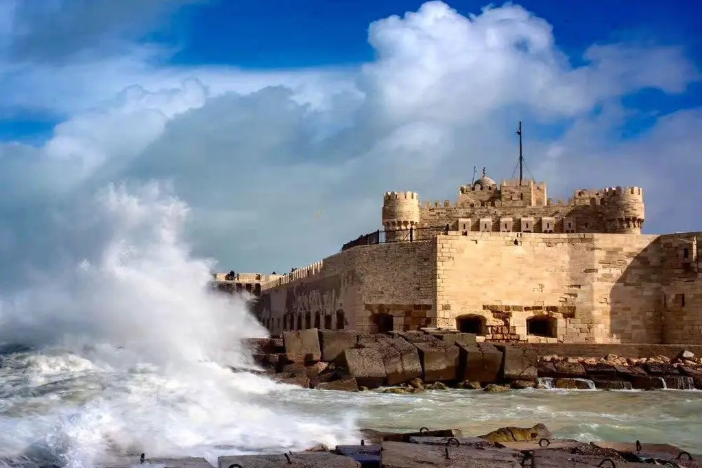 Qaitbay Citadel overlooking the Mediterranean Sea in Alexandria