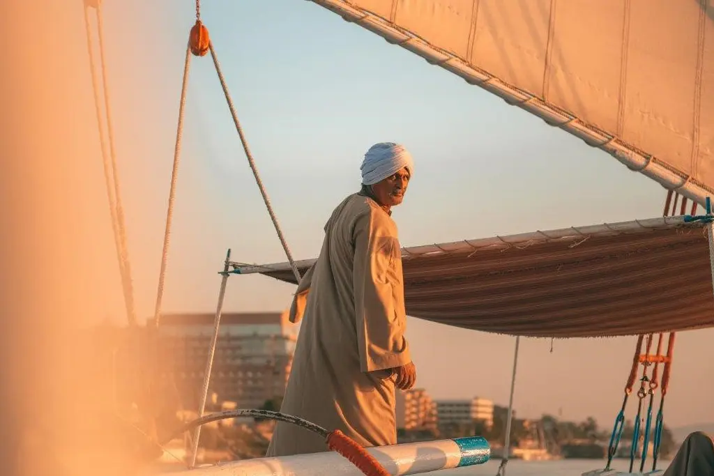 Traditional felucca sailing on the Nile in Luxor